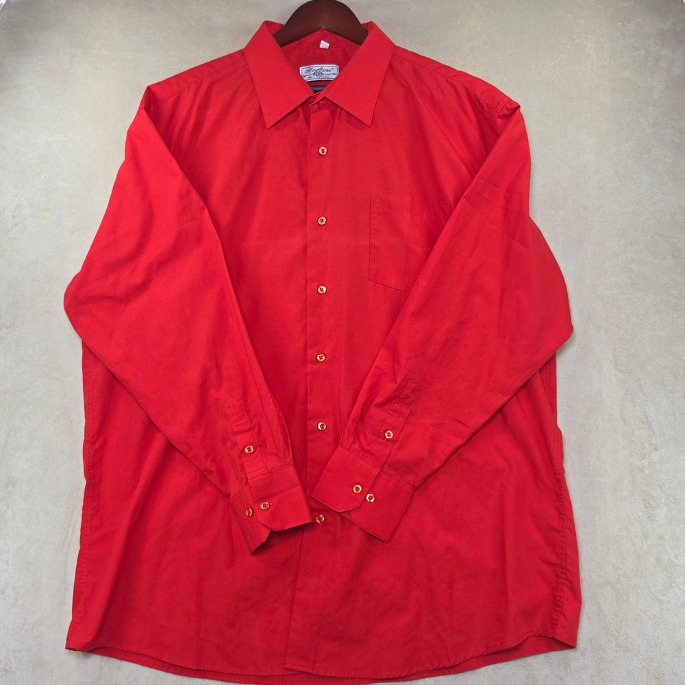 Boltini Italy Mens Red Long Sleeve Button Down Dress Shirt 3XL 19-19.5 34-35